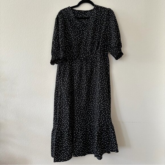 BloomChic Black Polka Dot Midi Dress - Picture 1 of 1